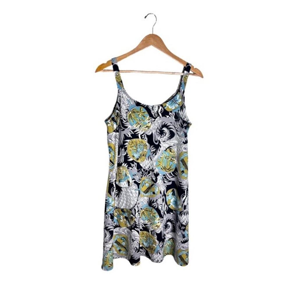 Vintage Hilo Hattie Dress Y2K Dragon Sundress Size XL Black Gray Green - Picture 7 of 7
